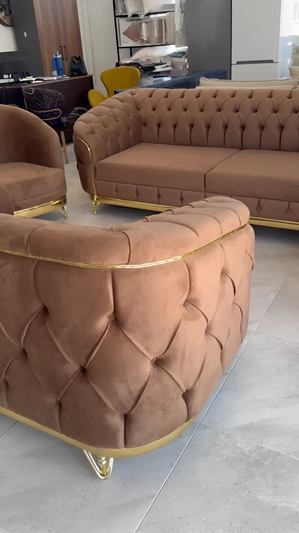 Gold Kapitone Koltuk Takımı — Moben Home